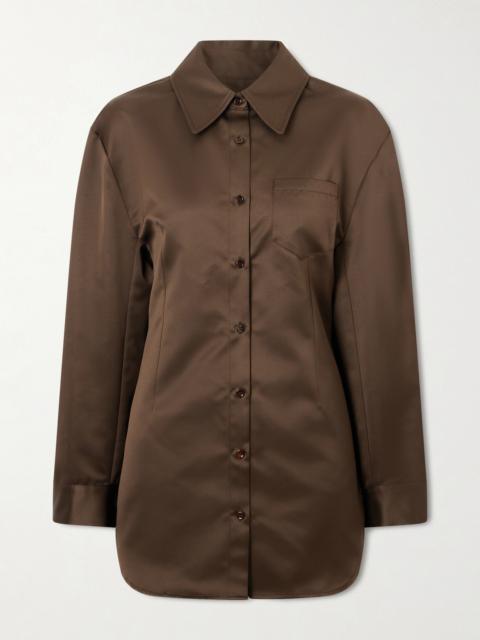 The Frankie Shop Akita Darted Satin Mini Shirt Dress