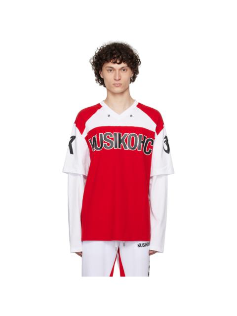 KUSIKOHC Red & White Baseball Long Sleeve T-shirt