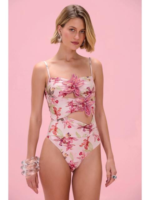 PatBO ORCHID BLOOM BEADED BODYSUIT