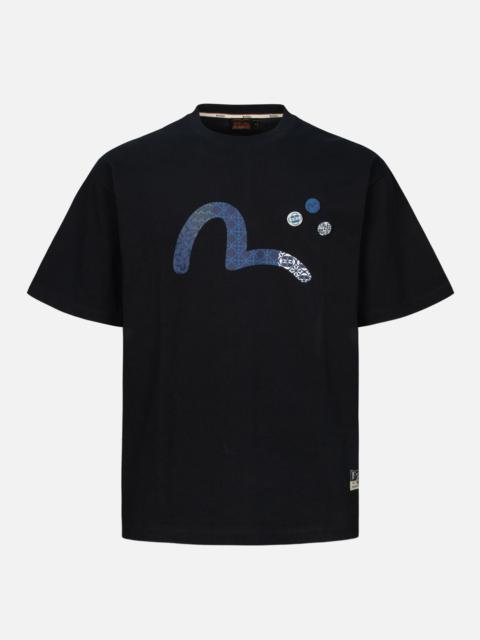 EVISU SEAGULL PRINT WITH PINS RELAX FIT T-SHIRT