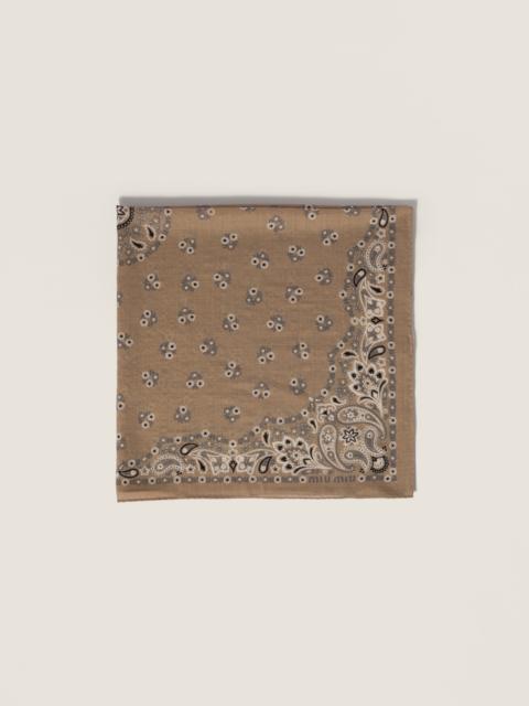 Miu Miu Printed wool and cashmere scarf