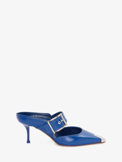 Alexander McQueen Punk Buckle Mule in Electric Blue
