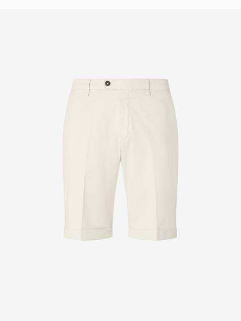 CORNELIANI Garment-dyed white gabardine bermuda shorts