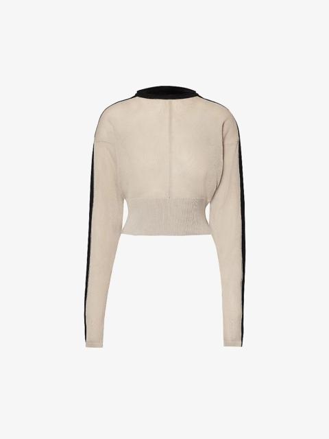 Rick Owens Contrast-panel ribbed-hem cotton knitted top