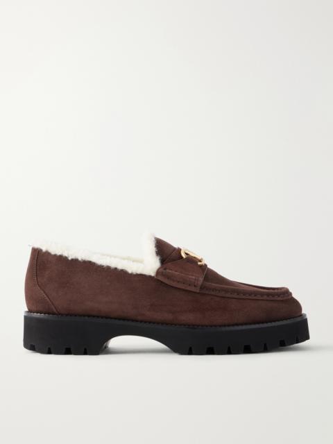 Valentino Vlogo 25 Shearling-lined Suede Loafers