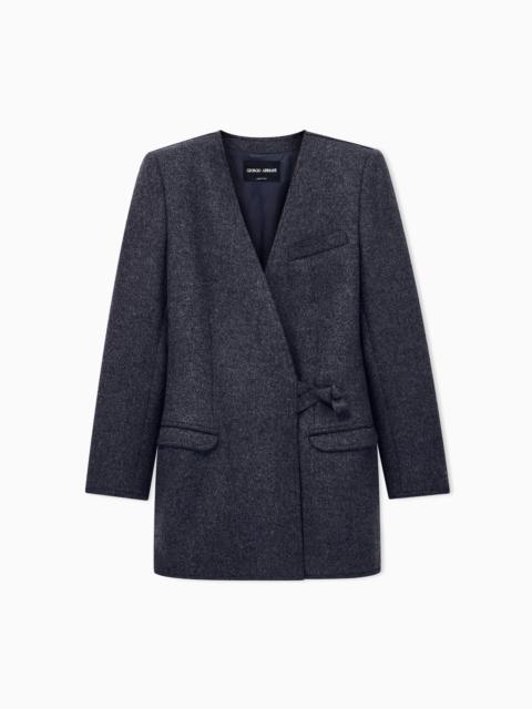 GIORGIO ARMANI BLAZER IN WOOL FLANNEL WITH SIDE KNOT CLOSURE