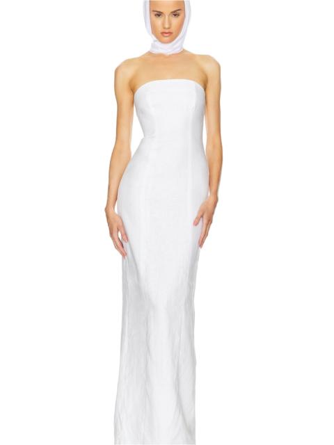 HELSA Linen Strapless Maxi Dress
