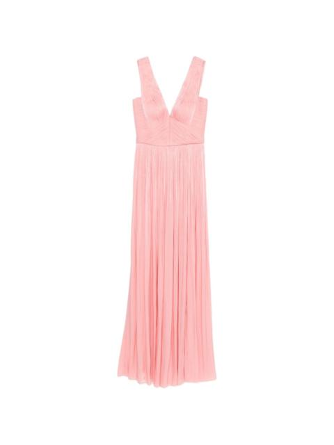 COSTARELLOS Anilia V-neck pleated maxi dress