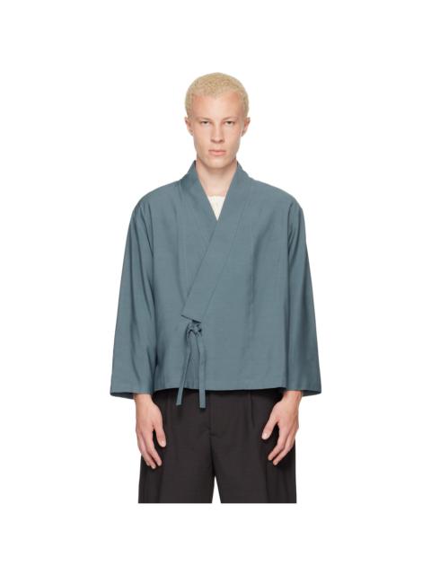 KENZO Navy Kenzo Paris Viscose & Wool Kimono Jacket