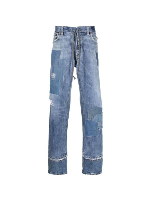 Greg Lauren patchwork-detail straight-leg jeans