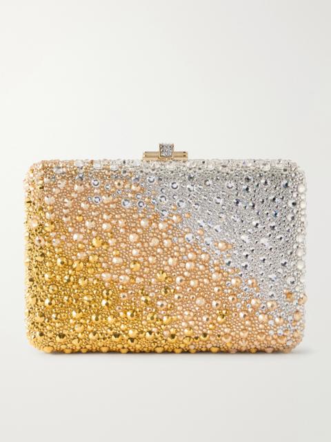 JUDITH LEIBER Slim Slide Crystal-embellished Silver-tone Clutch