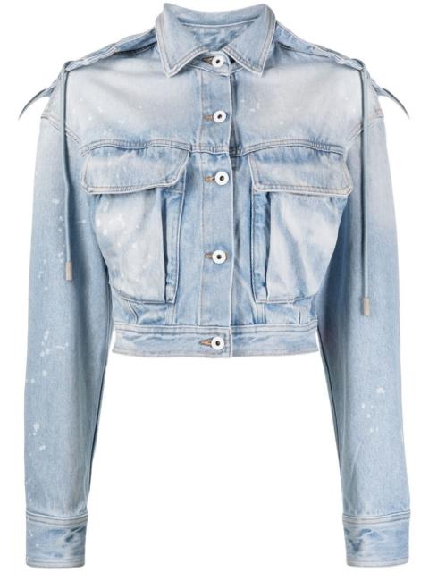 Off-White distressed cropped denim jacket
