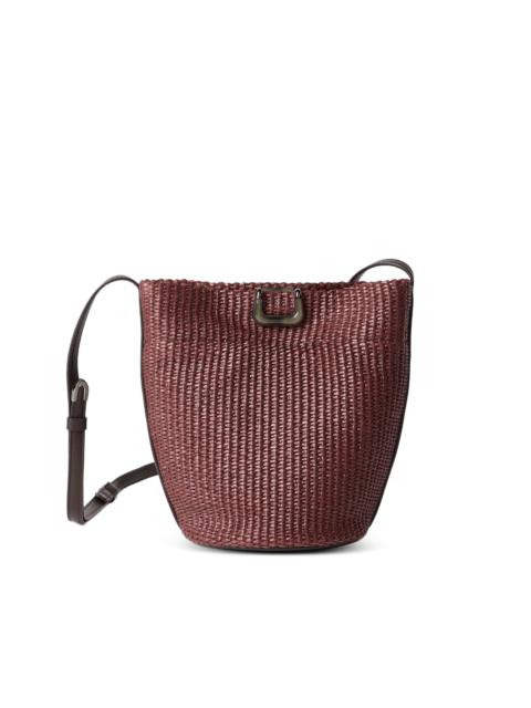 Brunello Cucinelli sartorial small bucket bag in techno raffia