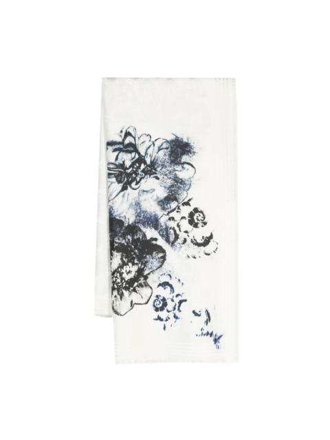 Alexander McQueen floral-print frayed scarf