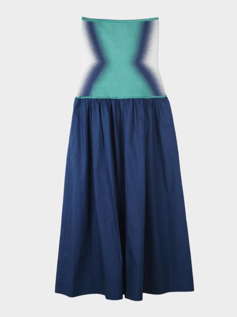 PH5 Almond Strapless Mixed-Media Maxi Dress