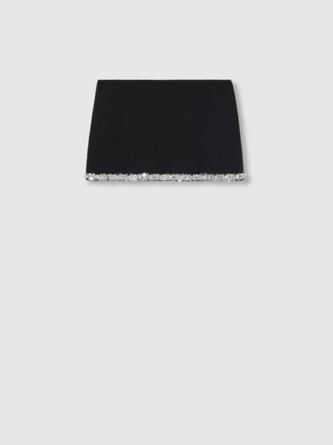 GUCCI Embroidered wool silk crêpe mini skirt