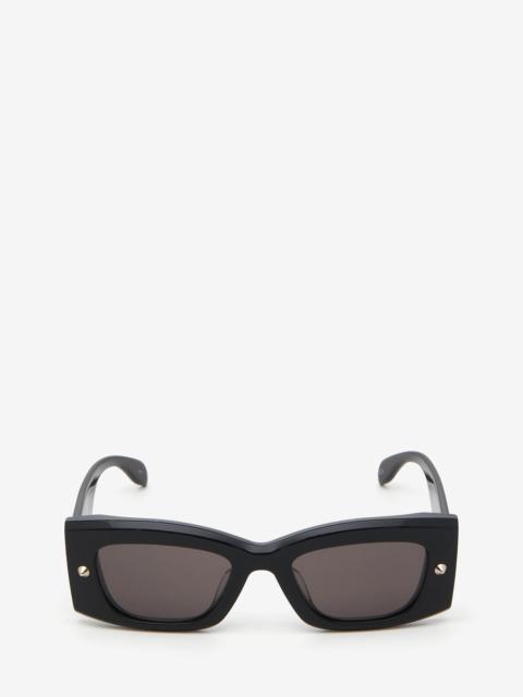 Alexander McQueen Spike Studs Rectangular Sunglasses in Black/smoke