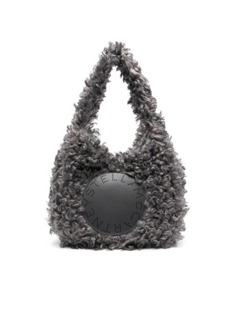 Stella McCartney small logo-patch faux-shearling tote bag