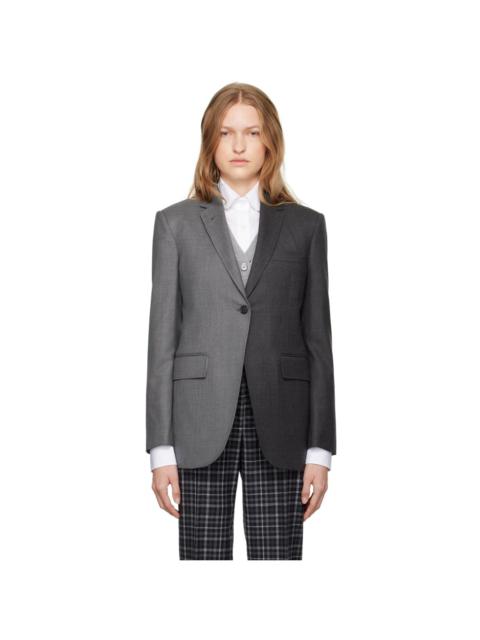 Thom Browne Gray Elongated Single Button Blazer