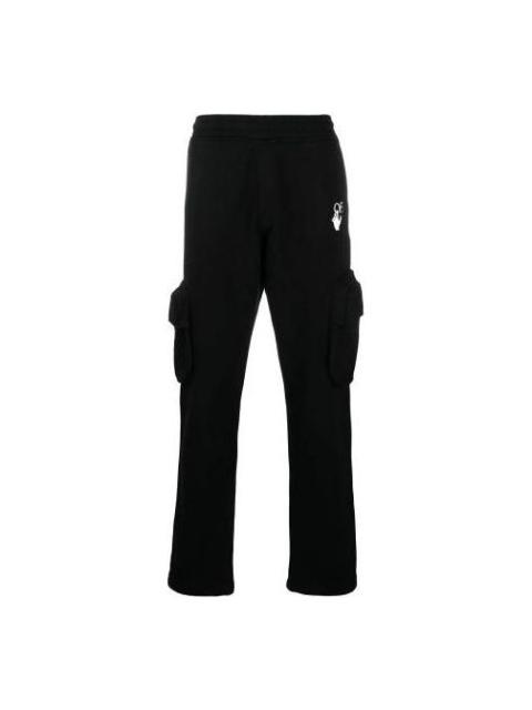Off-White SS21 Logo Pocket Casual Sports Pants Black OMCH036R21FLE0021032