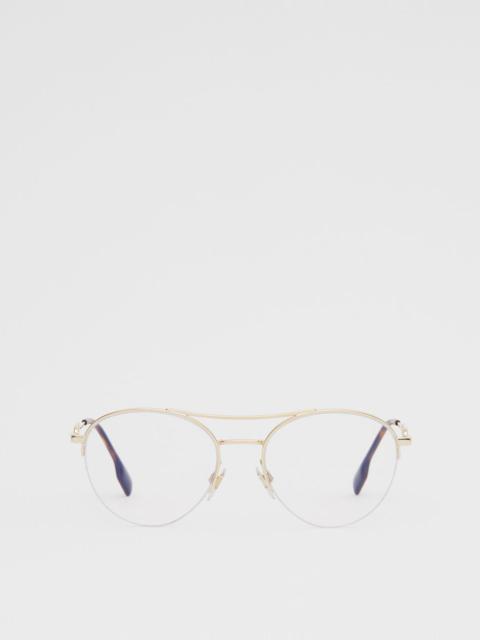 Burberry Monogram Motif Chain-link Detail Blue Light Glasses