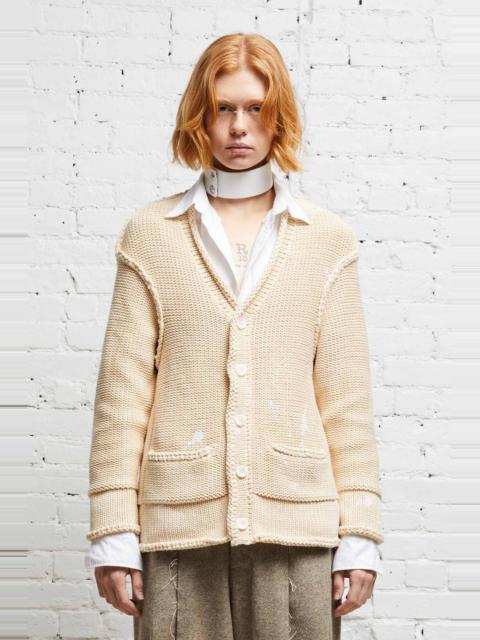 R13 ROLLED EDGE BOXY CARDIGAN - NATURAL