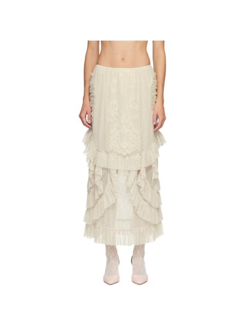 ANNA SUI Off-White Ruffle Maxi Skirt
