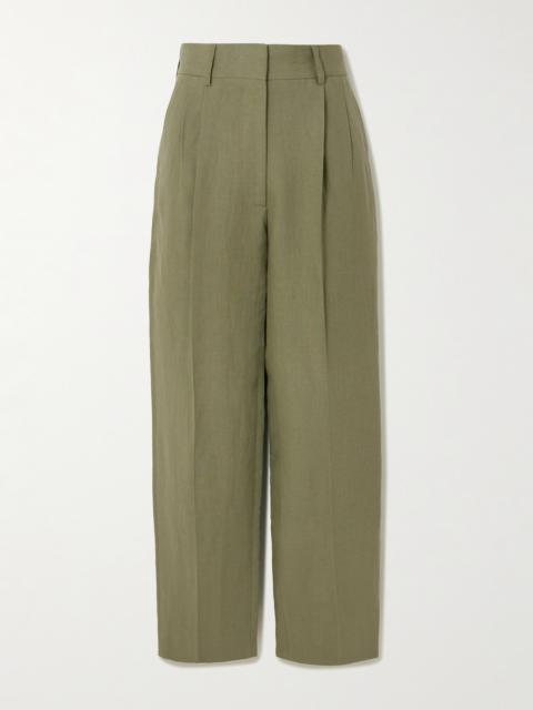 BLAZÉ MILANO Fox Pleated Linen Straight-leg Pants
