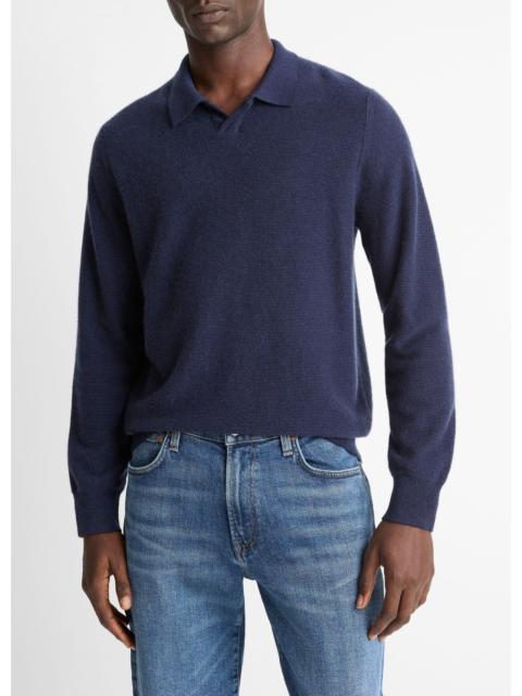 Vince Feed Stripe Plush Cashmere Johnny-Collar Sweater