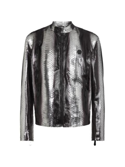 PHILIPP PLEIN python-leather biker jacket