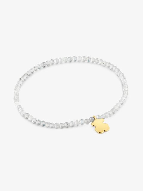 TOUS Elastic Bracelet with gray labradorite and bear with 18K gold vermeil TOUS Motifs