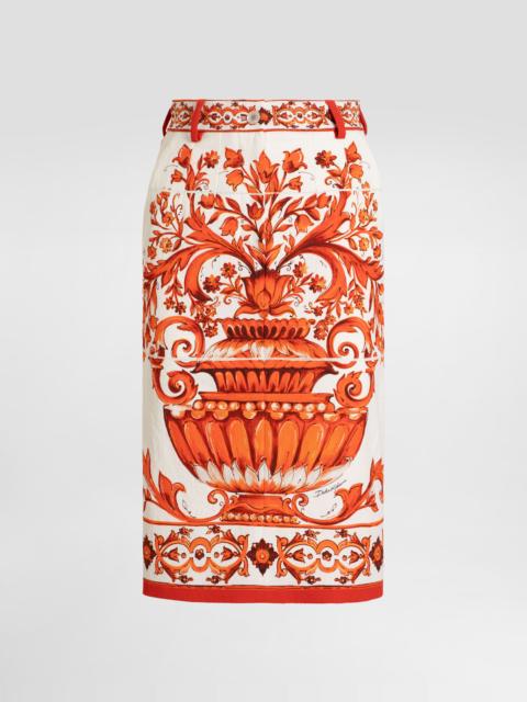 Dolce & Gabbana Midi skirt in majolica-print brocade