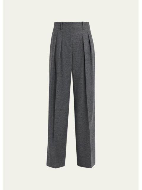MICHAEL KORS COLLECTION Woflan Pleated Wool Wide-Leg Trousers