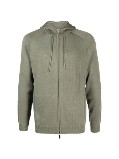 ribbed-knit zip-up hoodie