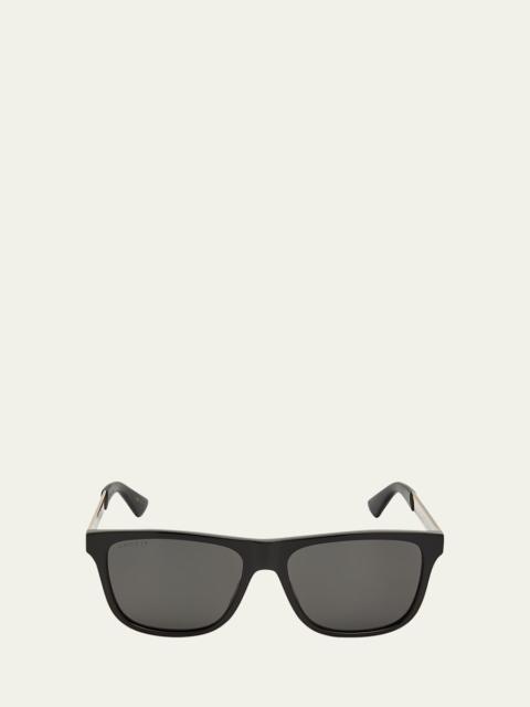 Men's Square Acetate Logo Sunglasses