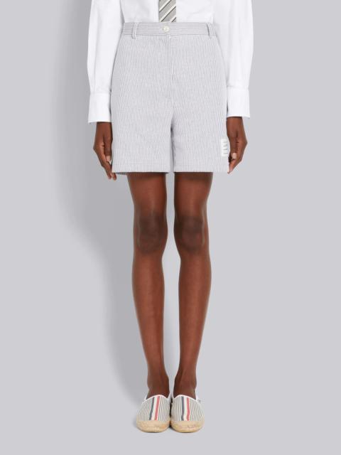 Thom Browne Medium Grey Double Face Tech Seersucker High Waisted Side Vent Short