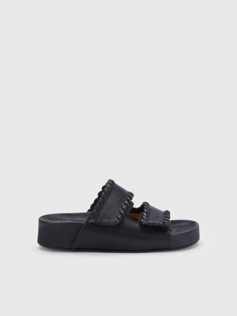 ATP ATELIER Furlo Stitch Black Leather Comfy Sandals