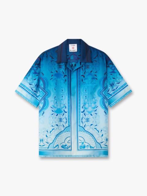 CASABLANCA Blue Gradient Egyptian Rug Short Sleeve Silk Shirt