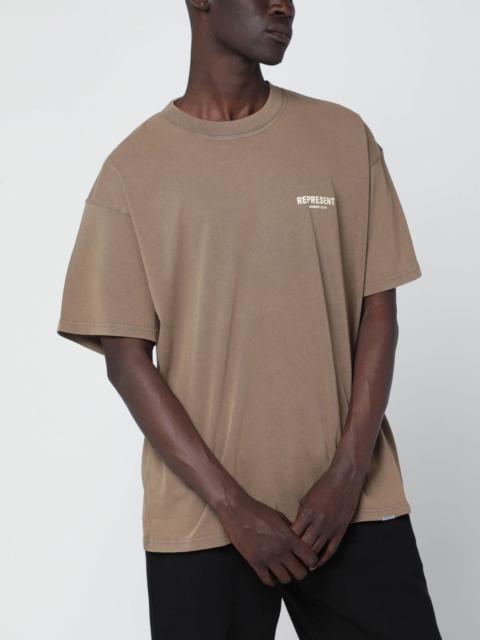 REPRESENT Light brown cotton T-shirt with logo
