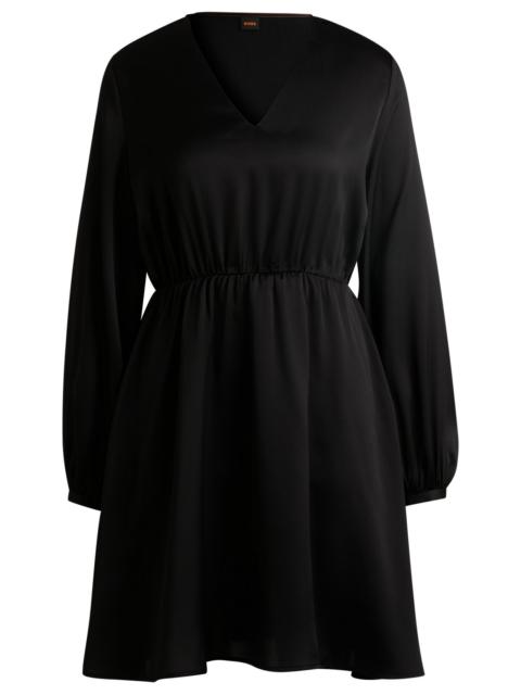 BOSS V-NECK DRESS IN HAMMERED SATIN