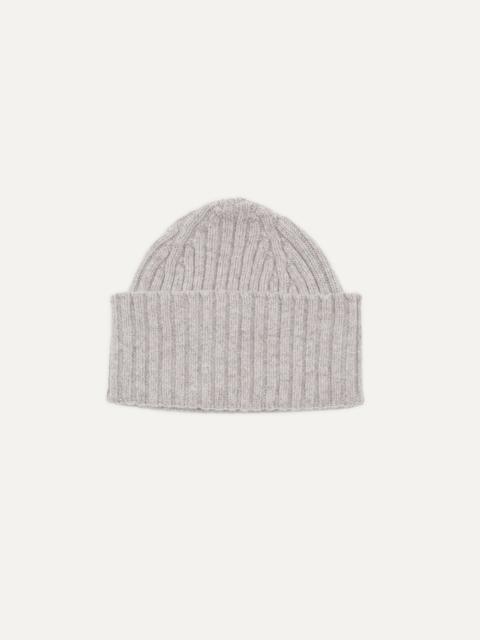 Drake's Light Grey Lambswool Ribbed Knit Cap