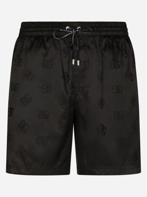 Dolce & Gabbana Mid-length swim trunks with jacquard DG Monogram