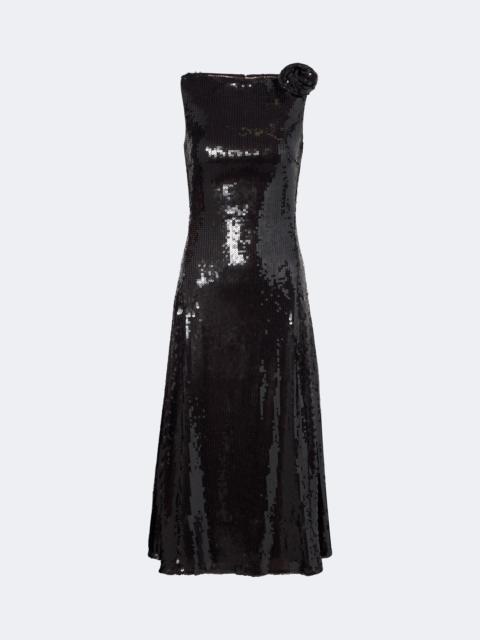 ROTATE Floral-appliqué sequined cocktail dress