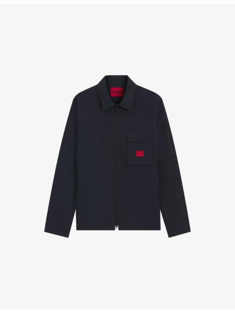 HUGO Brand-Patch Oversized-Fit Cotton-Blend Overshirt