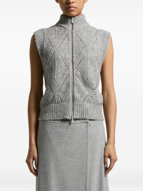 PESERICO zip-front sleeveless cardigan