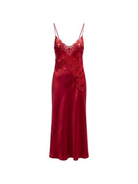 LORETTA CAPONI Grimilde lace-trimmed silk midi dress