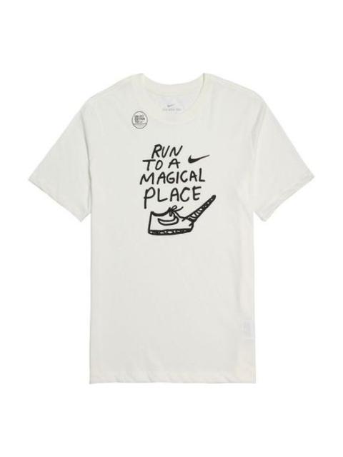 Nike Nike DRI-FIT Running Quick Dry Breathable Athleisure Casual Sports Short Sleeve White AO0651-133