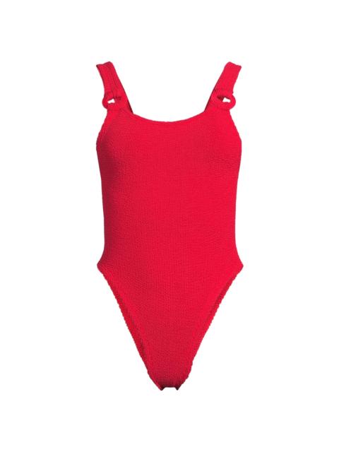 Hunza G Women's Domino Circle-Insert One-Piece Swimsuit - Red