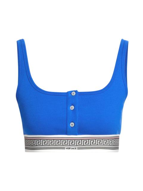 VERSACE Women's Ribbed Greca Bralette - Blue