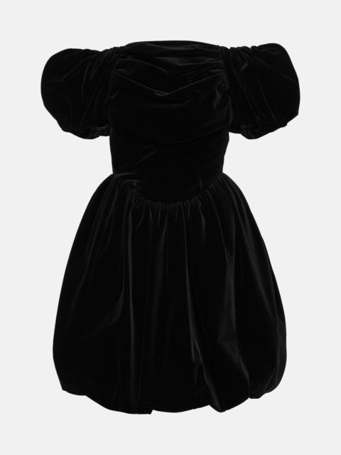 Off-shoulder velvet mini dress